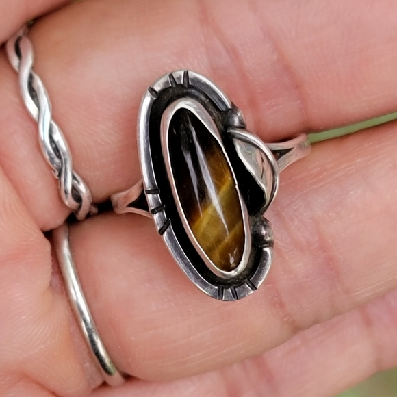 Artisan 925 sterling silver tiger's eye handcrafted ring size 6.5 - Picture 15 of 17